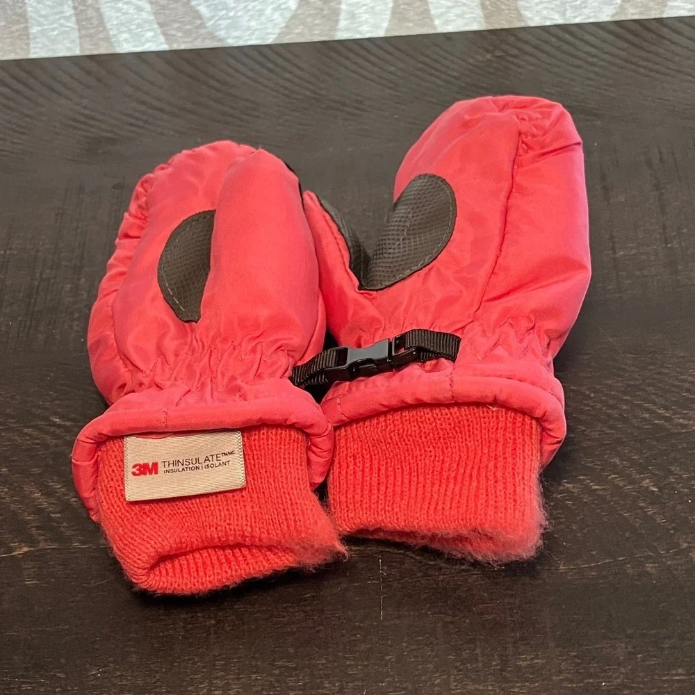 Kids Set of 2 Mittens Pink Coral Unicorn Print/ Pink 3M Thinsulate  Mittens